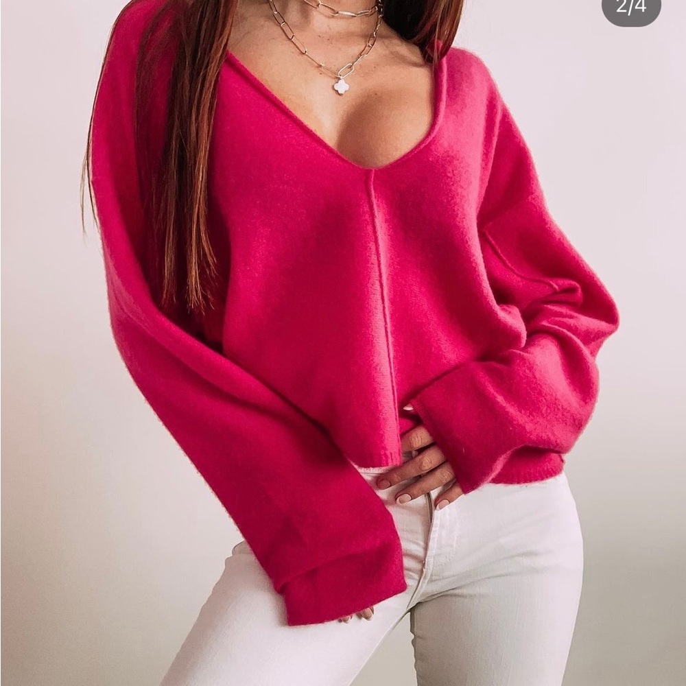 Pink Free People Cashmere Solitaire Sweater